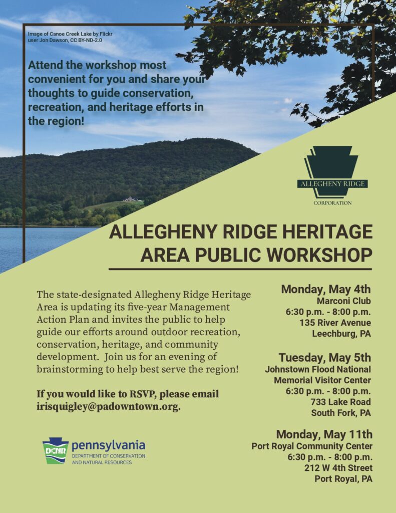 Allegheny Ridge Heritage Area_Public Meetings Flyer_May2026_page-0001